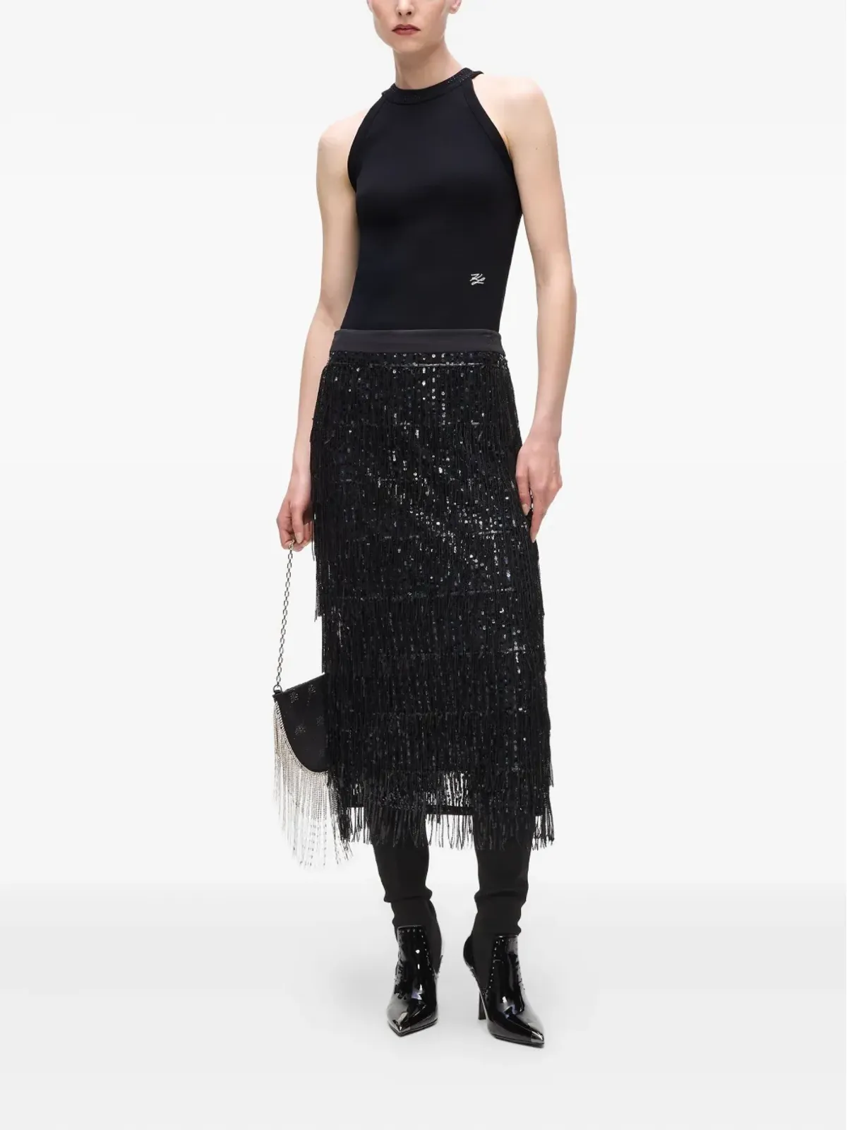 Karl Lagerfeld ラインストーン付きホルターネックトップ - 画像2