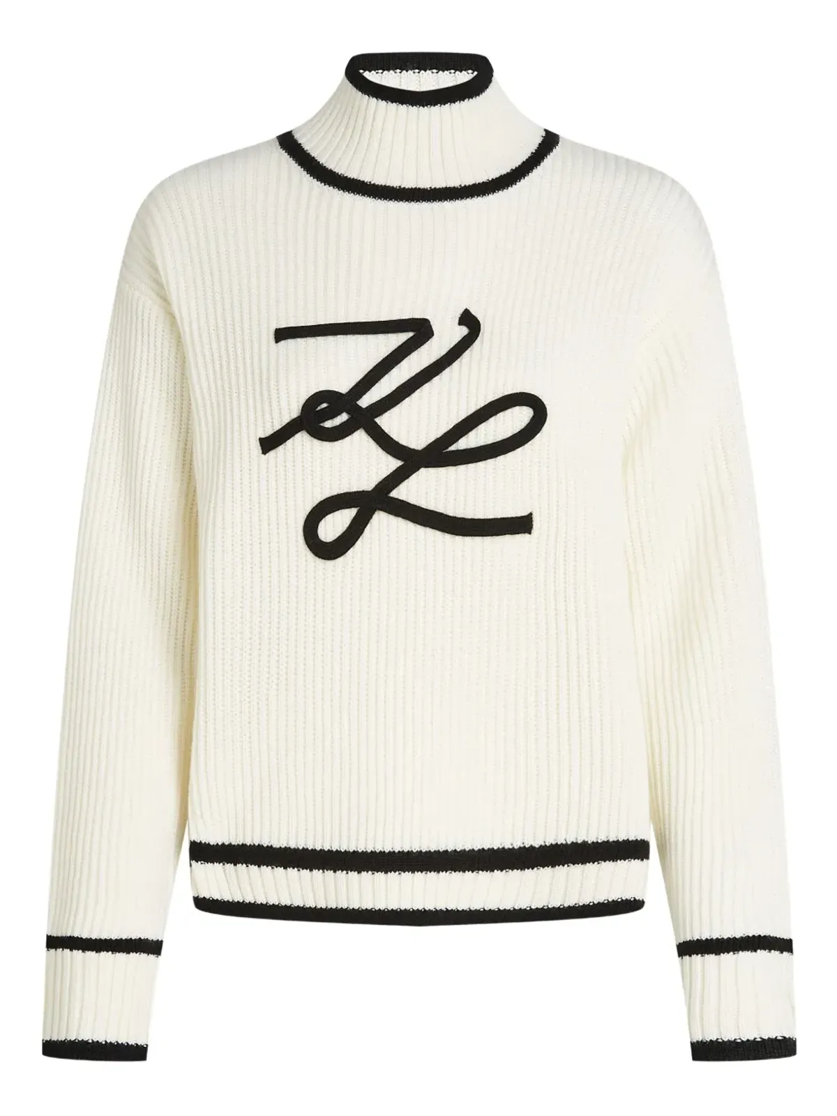 Karl Lagerfeld ロゴ刺繍入りリブニットセーター - 画像1