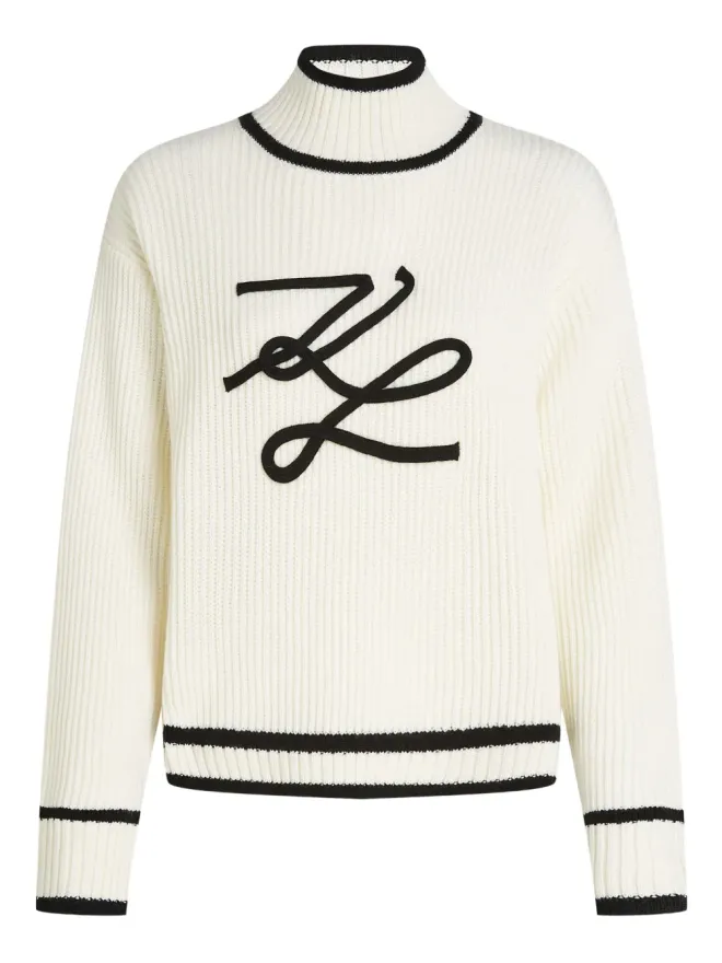 Karl Lagerfeld Karl Lagerfeld ロゴ刺繍入りリブニットセーターの商品画像