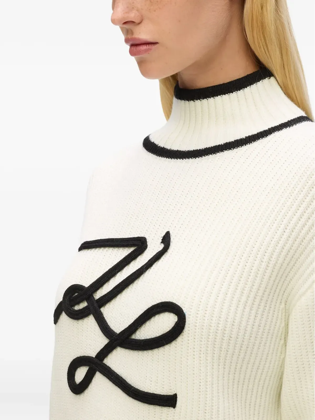 Karl Lagerfeld ロゴ刺繍入りリブニットセーター - 画像5