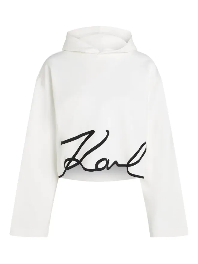 Karl Lagerfeld Karl Lagerfeld シグネチャーヘム付きフード付きセーター - Whiteの商品画像
