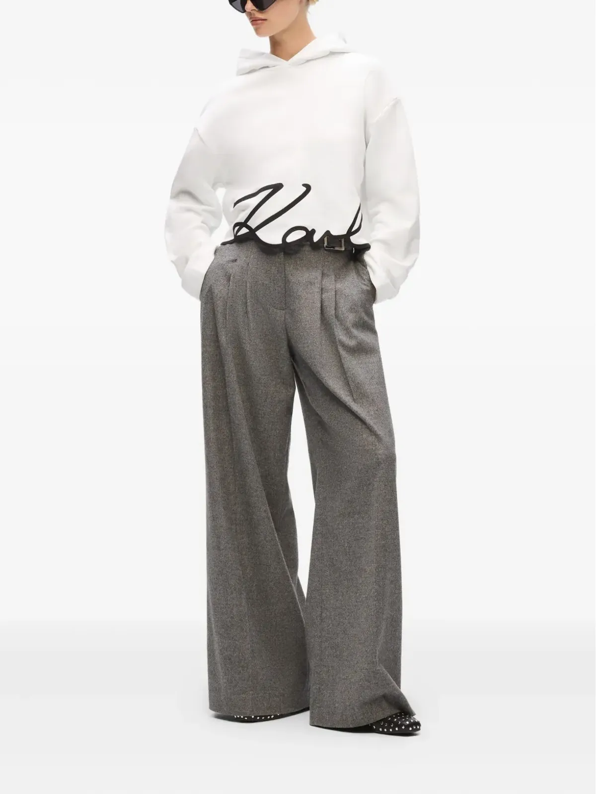 Karl Lagerfeld シグネチャーヘム付きフード付きセーター - White - 画像2