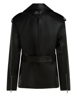 Karl Lagerfeld ベルト付きレザーバイカージャケット - ブラック - サムネイル5