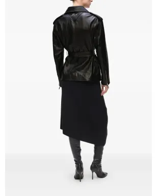 Karl Lagerfeld ベルト付きレザーバイカージャケット - ブラック - サムネイル3