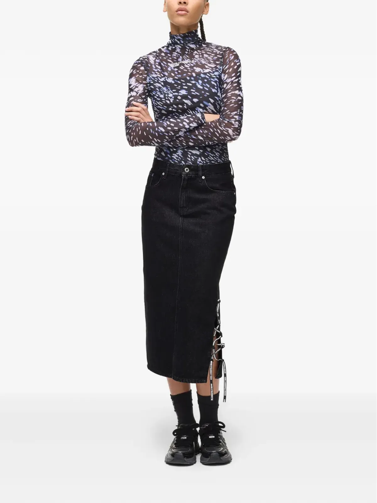 Karl Lagerfeld Jeans レースアップデニムスカート - 画像2