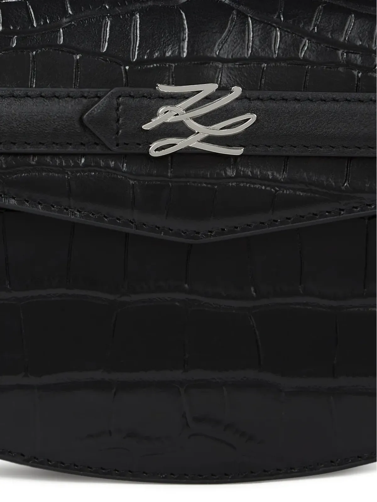 Karl Lagerfeld Karl Studio クロコダイル型押し クロスボディバッグ - 画像4
