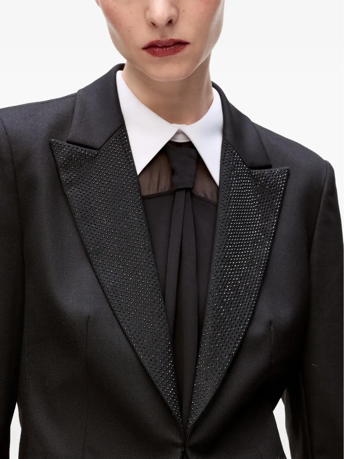 Karl Lagerfeld ラインストーン付きラペル クロップドジャケット - 画像5
