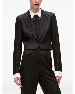 Karl Lagerfeld ラインストーン付きラペル クロップドジャケット - サムネイル4