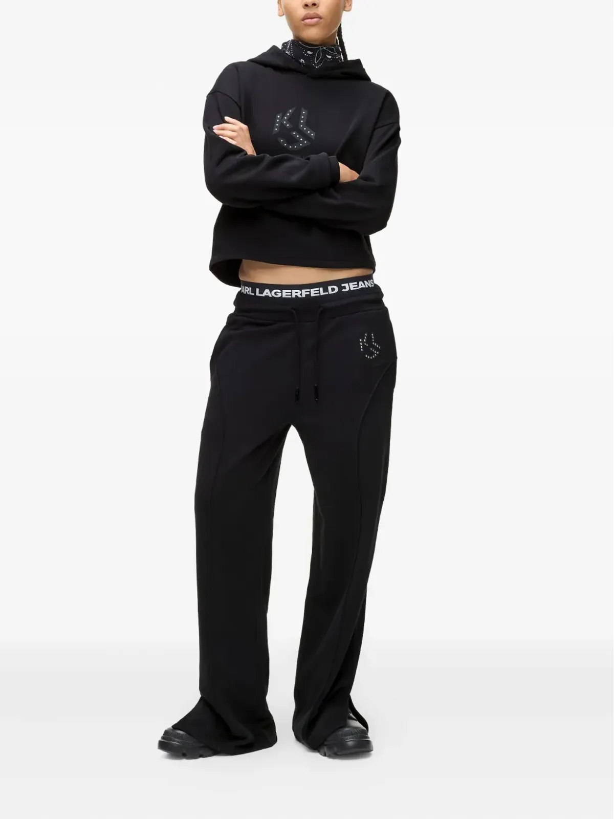 Karl Lagerfeld Jeans 洗い加工ロゴ入りスウェットパンツ - 画像2