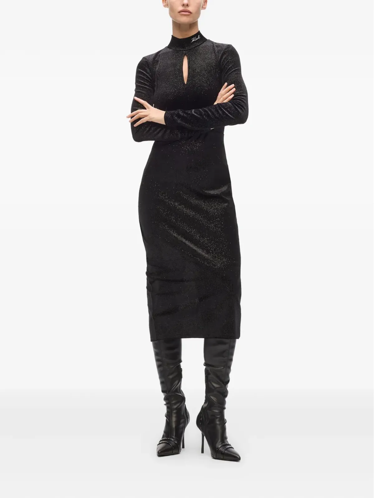 Karl Lagerfeld スパークル ハイネック ドレス - 画像2