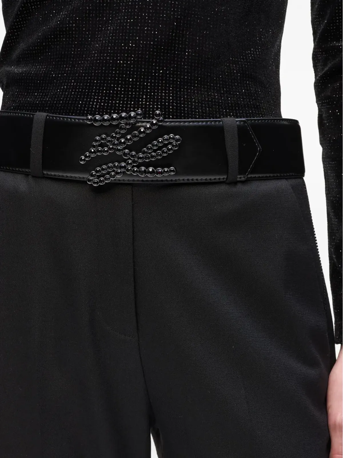 Karl Lagerfeld K-Autograph ラインストーンベルト - Black - 画像2