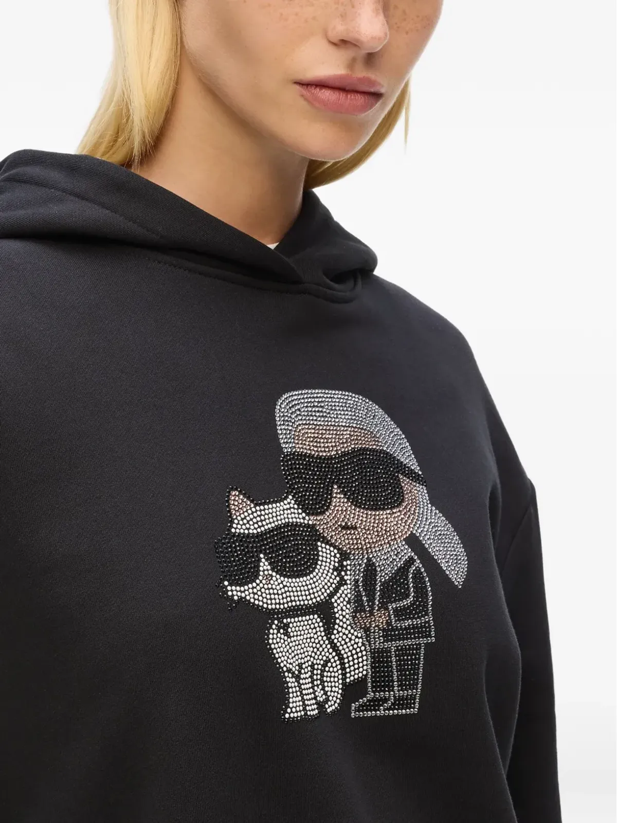 Karl Lagerfeld ラインストーン装飾 フード付きセーター - 画像5
