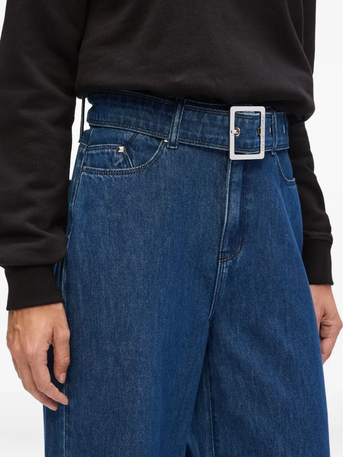 Karl Lagerfeld ベルト付きワイドレッグパンツ - 画像5