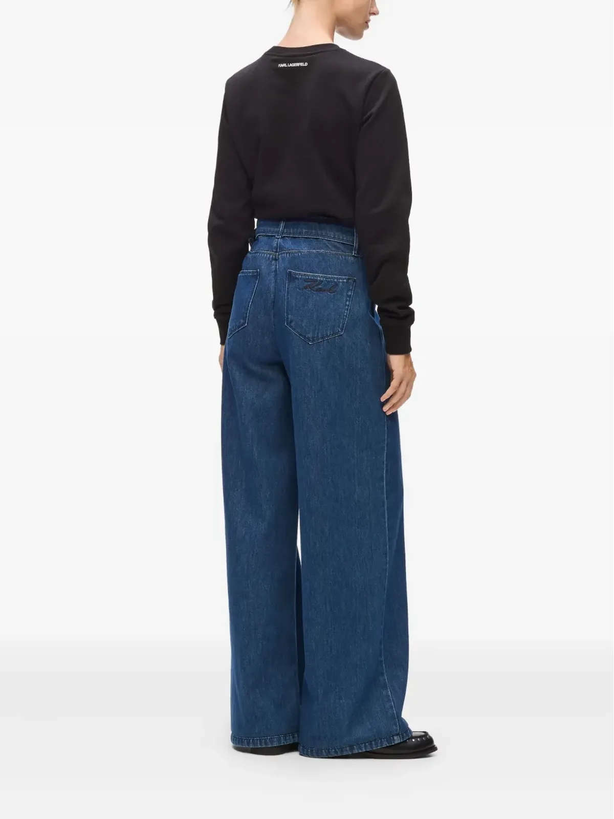 Karl Lagerfeld ベルト付きワイドレッグパンツ - 画像4