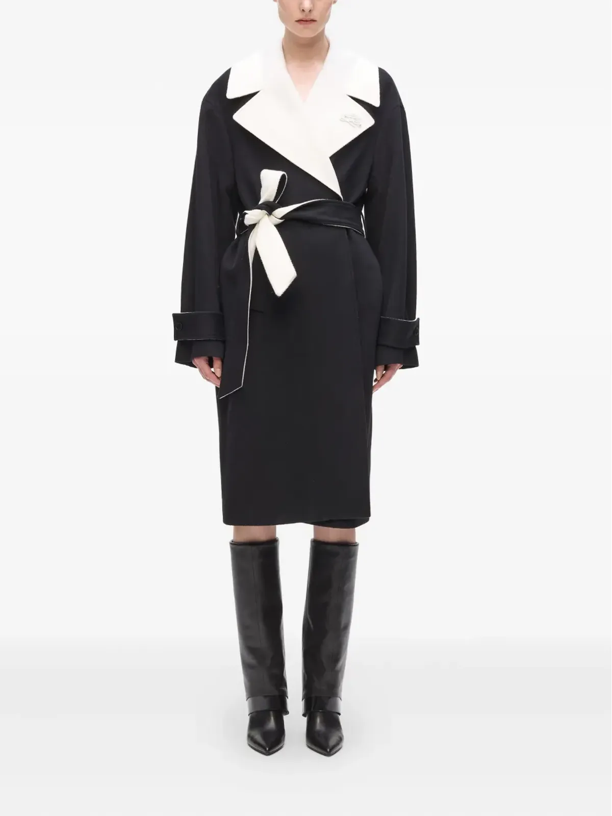 Karl Lagerfeld クラシック・コントラストカラー・ベルト付きコート - 画像2