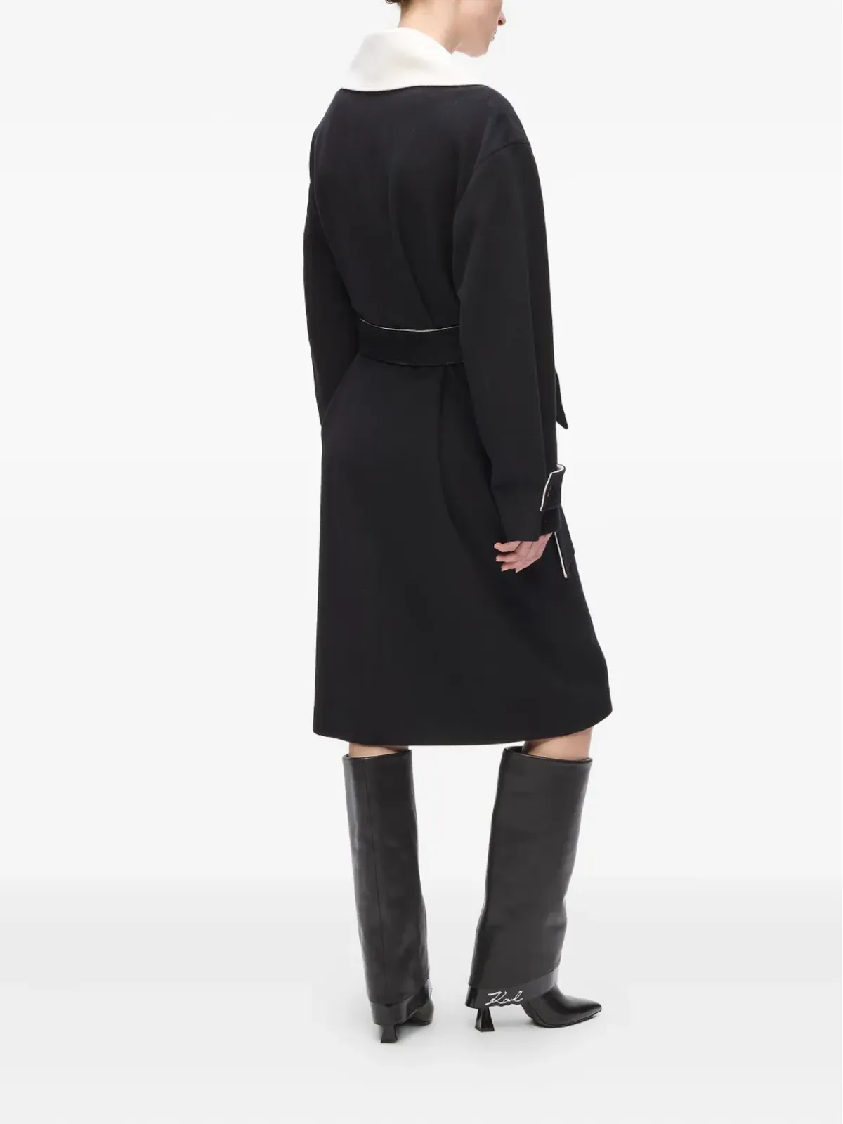 Karl Lagerfeld クラシック・コントラストカラー・ベルト付きコート - 画像4