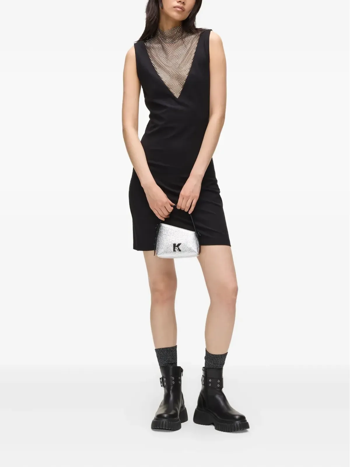 Karl Lagerfeld Jeans チェーンメール装飾ノースリーブドレス - 画像2