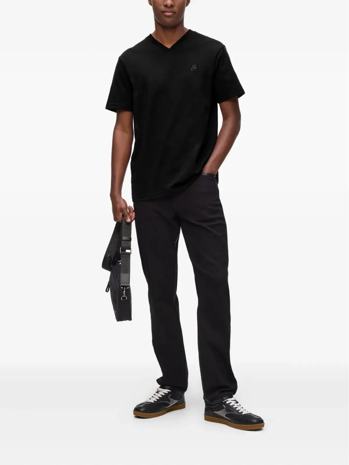 Karl Lagerfeld Kameo Vネック Tシャツ - ブラック - 画像2