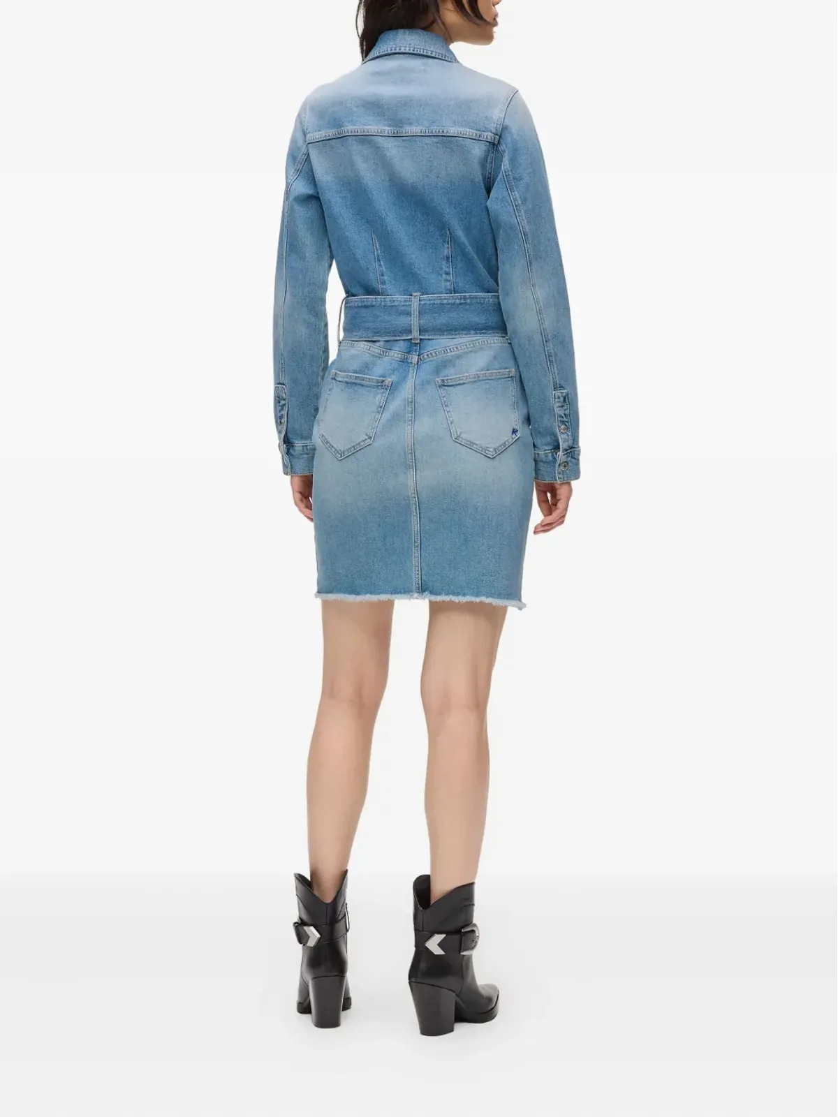 Karl Lagerfeld Jeans デニムドレス ベルト付きジップフロント ブルー - 画像3