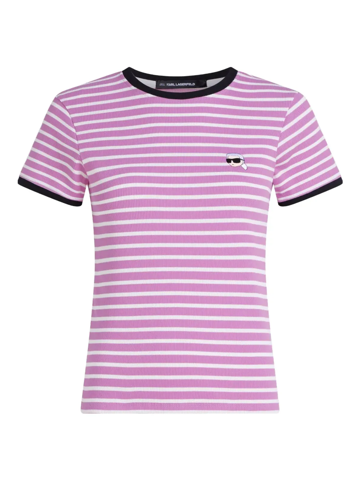 Karl Lagerfeld ストライプTシャツ - ピンク - 画像1