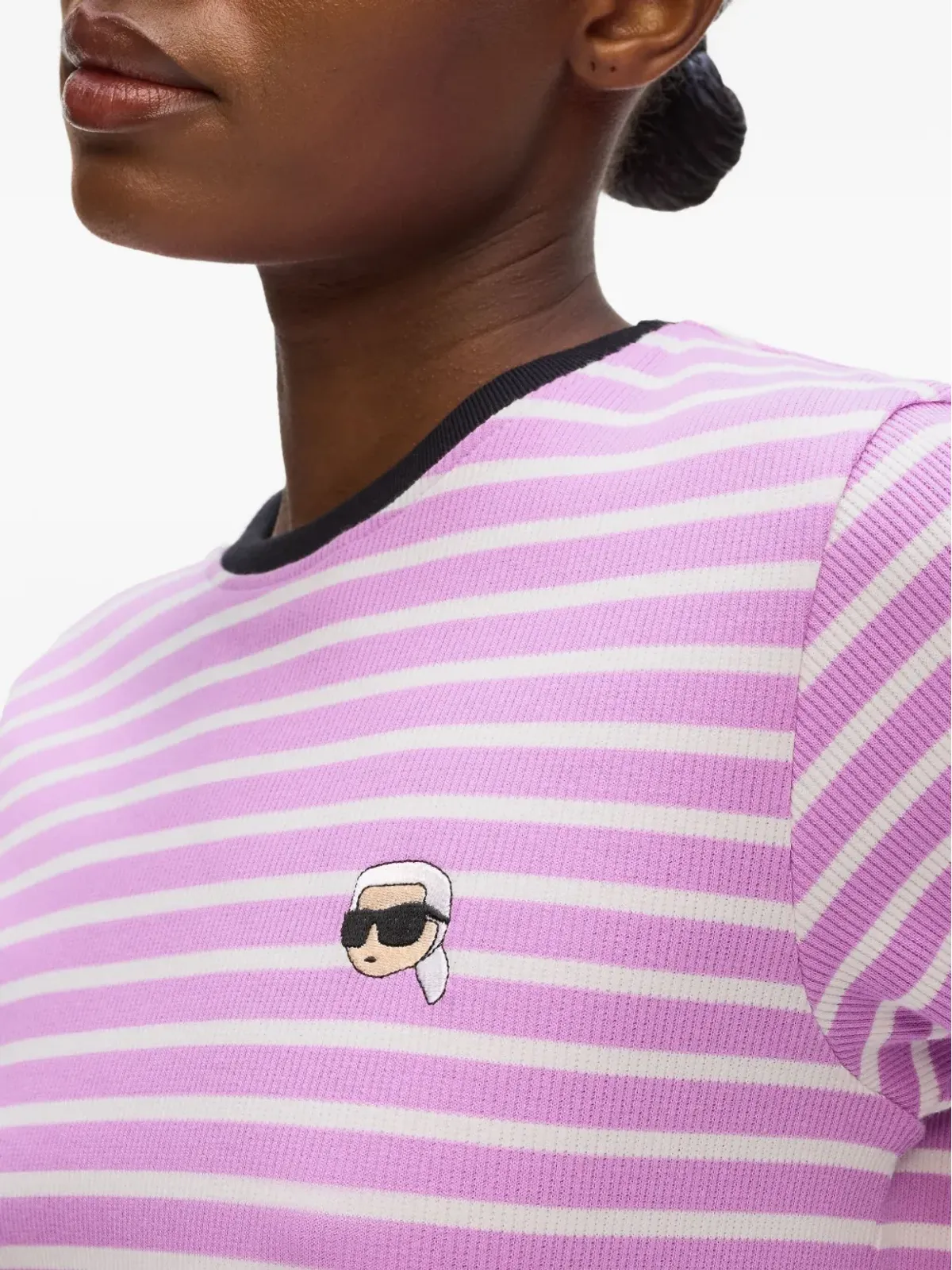 Karl Lagerfeld ストライプTシャツ - ピンク - 画像5