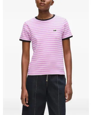 Karl Lagerfeld ストライプTシャツ - ピンク - サムネイル3