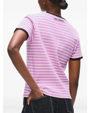Karl Lagerfeld ストライプTシャツ - ピンク - サムネイル4