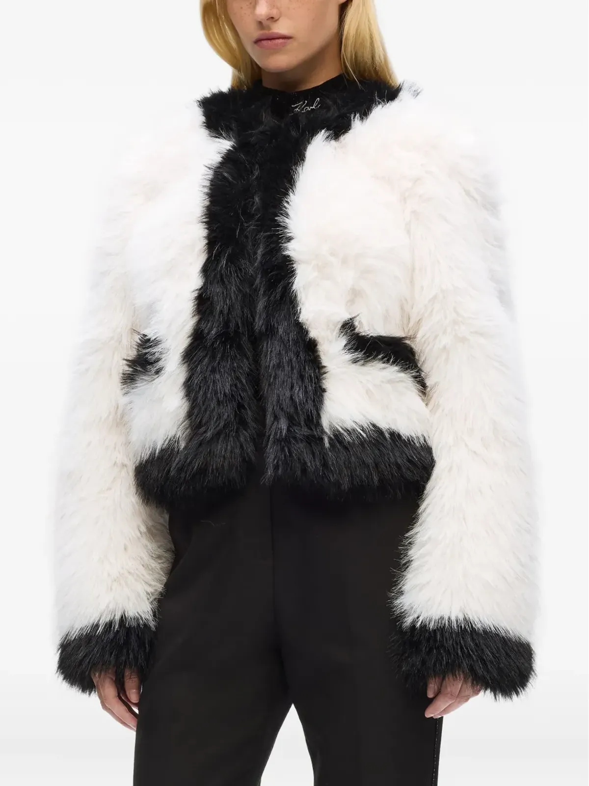 Karl Lagerfeld ツートーン フェイクファー ジャケット - 画像3