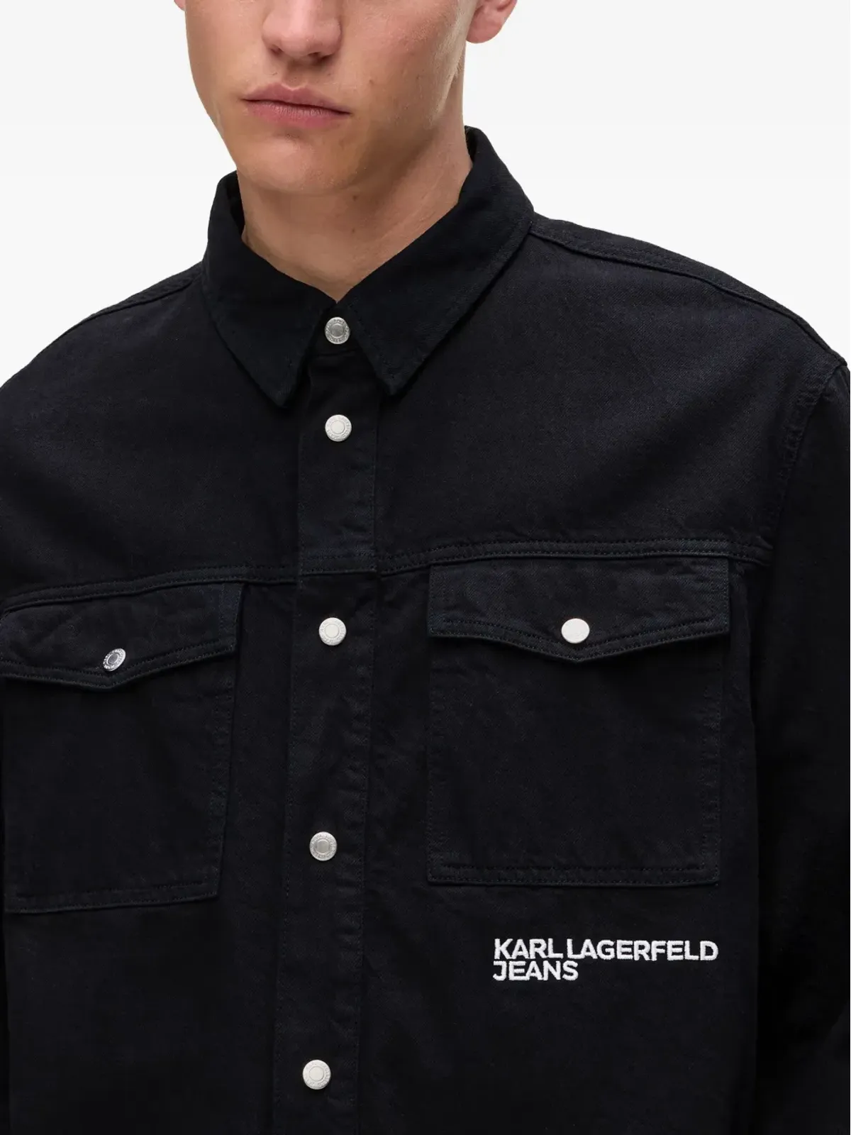 Karl Lagerfeld Jeans Karlism slogan-print denim overshirt - Black - 画像5
