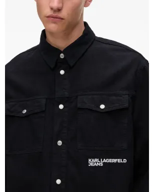 Karl Lagerfeld Jeans Karlism slogan-print denim overshirt - Black - サムネイル5
