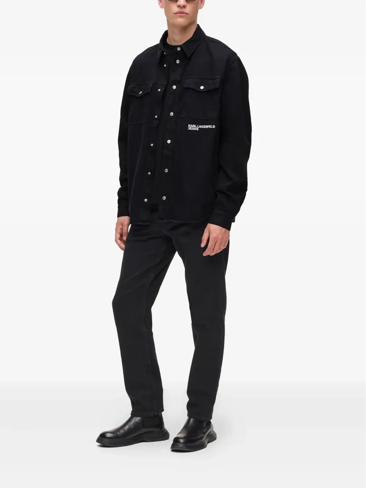 Karl Lagerfeld Jeans Karlism slogan-print denim overshirt - Black - 画像2