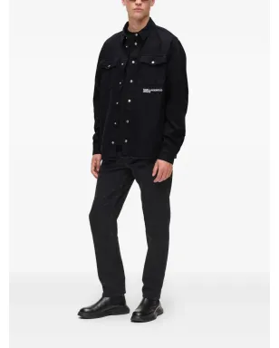 Karl Lagerfeld Jeans Karlism slogan-print denim overshirt - Black - サムネイル2