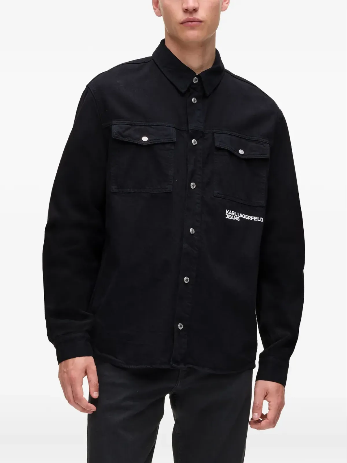 Karl Lagerfeld Jeans Karlism slogan-print denim overshirt - Black - 画像3