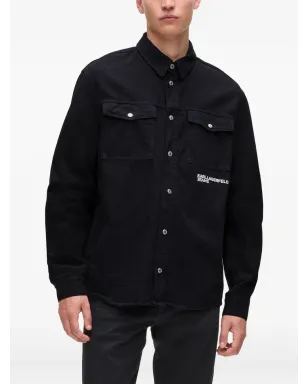Karl Lagerfeld Jeans Karlism slogan-print denim overshirt - Black - サムネイル3