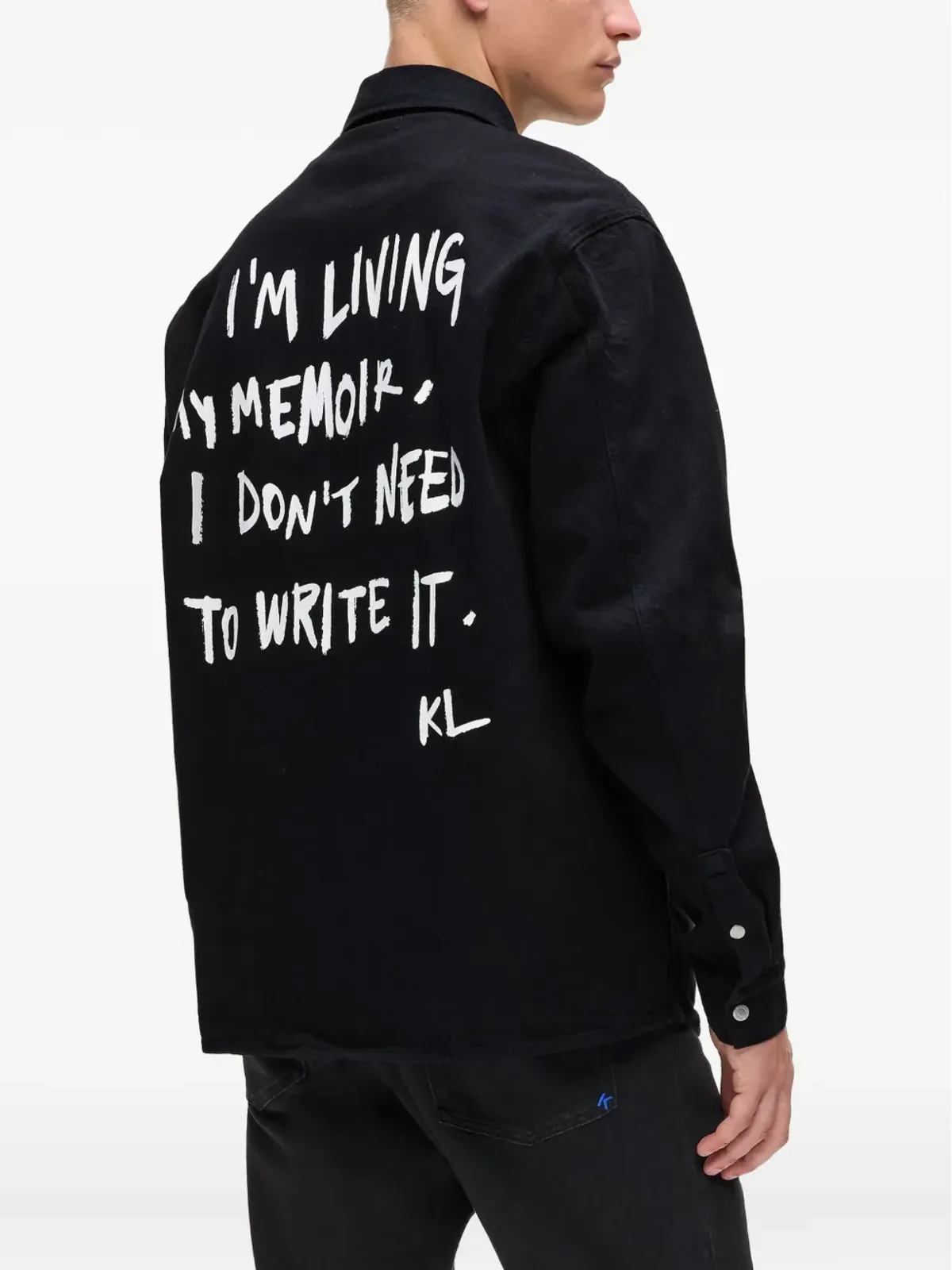 Karl Lagerfeld Jeans Karlism slogan-print denim overshirt - Black - 画像4