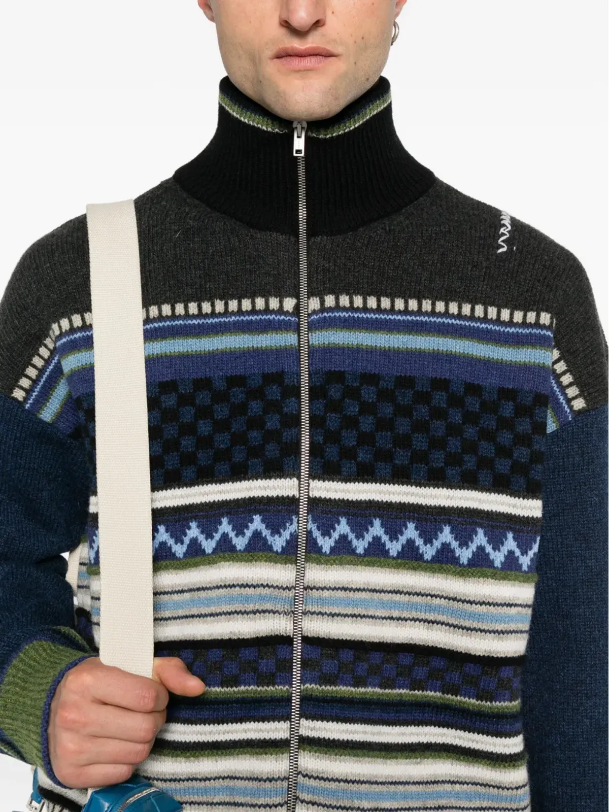 Marni ストライプジップアップカーディガン - 画像5