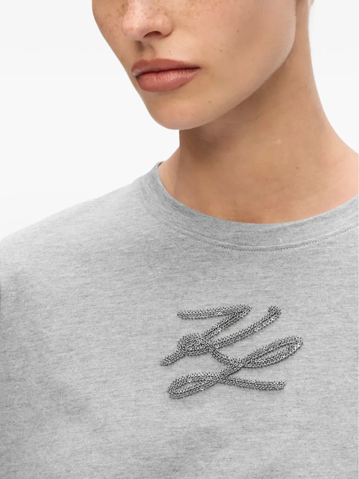 Karl Lagerfeld K/Autograph スパンコール付き Tシャツ（グレー） - 画像5
