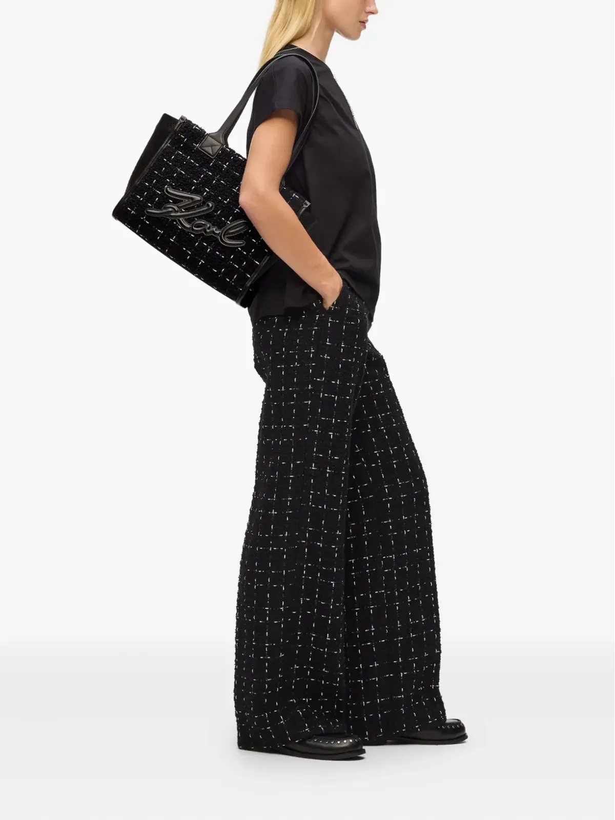 Karl Lagerfeld ブークレ織りトートバッグ - 画像2