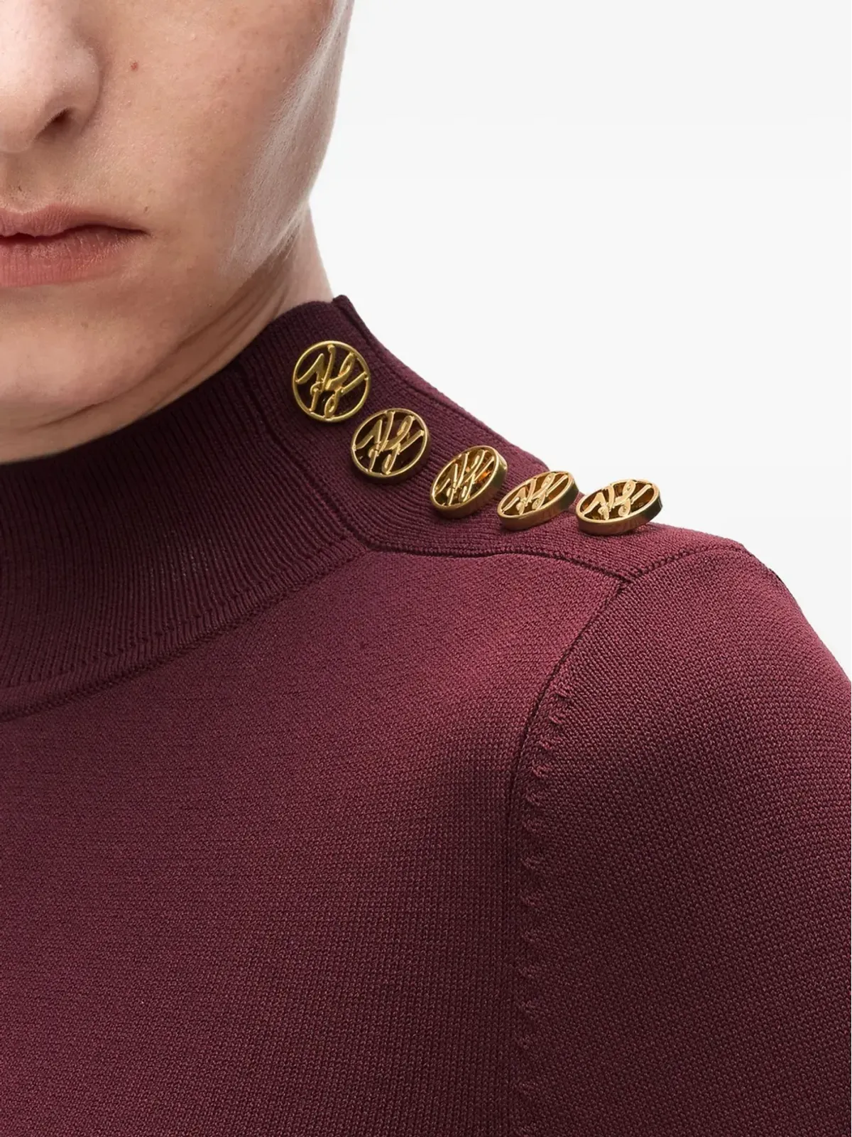 Karl Lagerfeld モックネック ニットトップ - レッド - 画像5