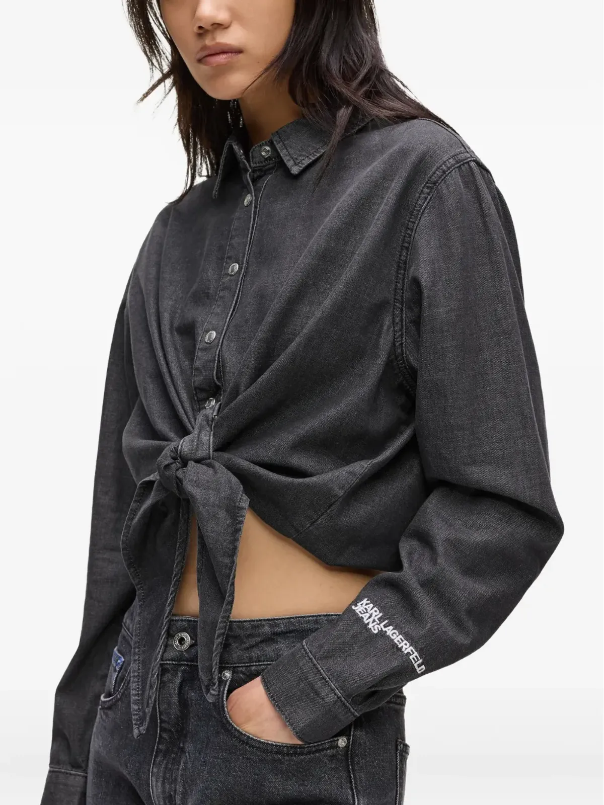 Karl Lagerfeld Jeans タイフロント デニムシャツ - 画像4