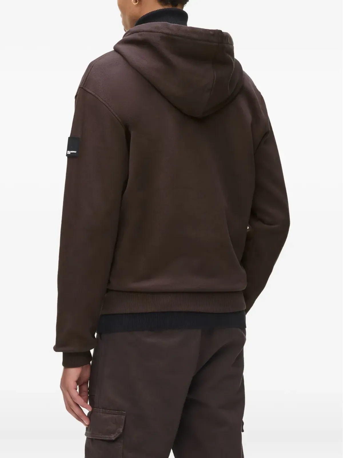 Karl Lagerfeld Jeans パッチ付きジップアップフードパーカー（ブラウン） - 画像4