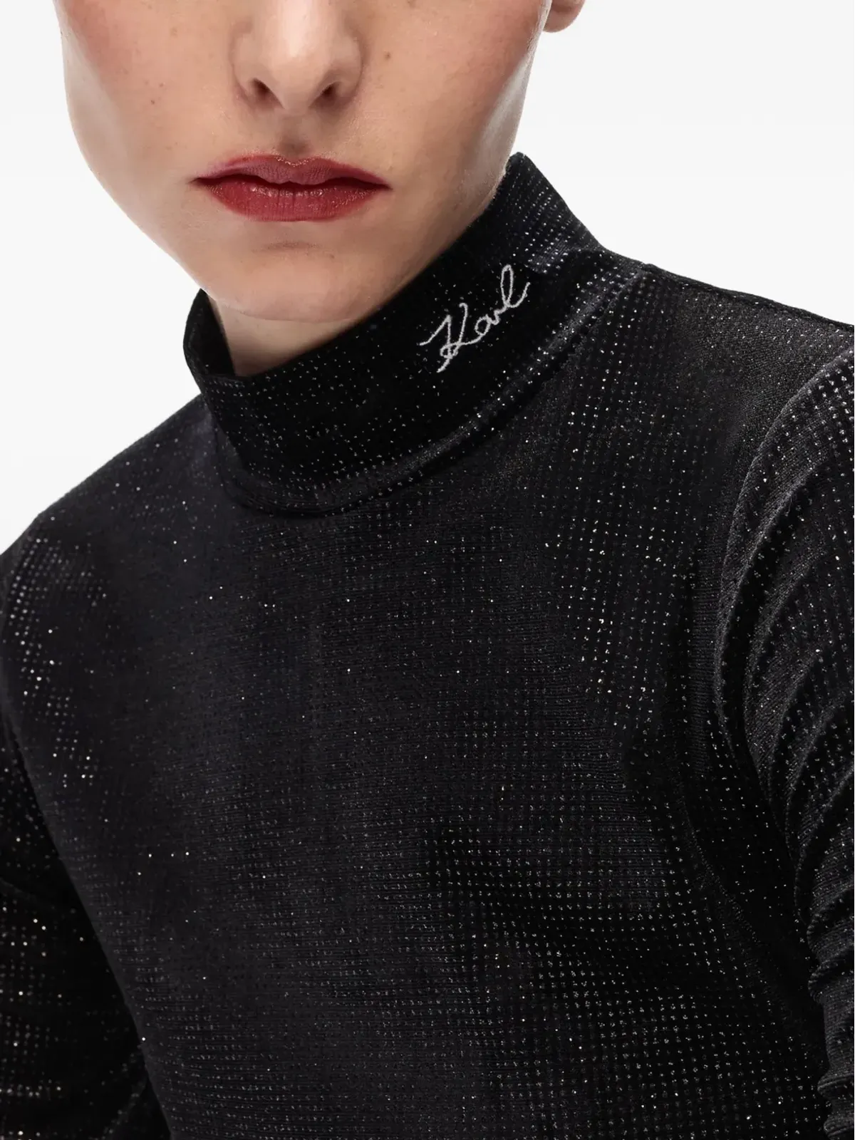 Karl Lagerfeld スパークルベルベット ハイネックトップ - 画像5