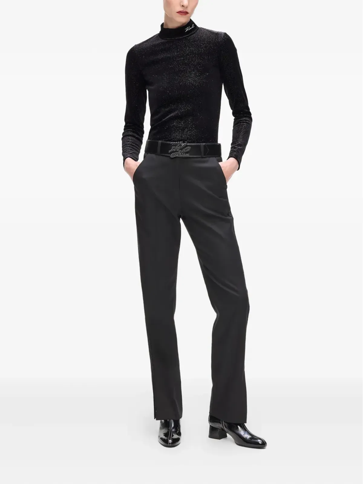 Karl Lagerfeld スパークルベルベット ハイネックトップ - 画像2