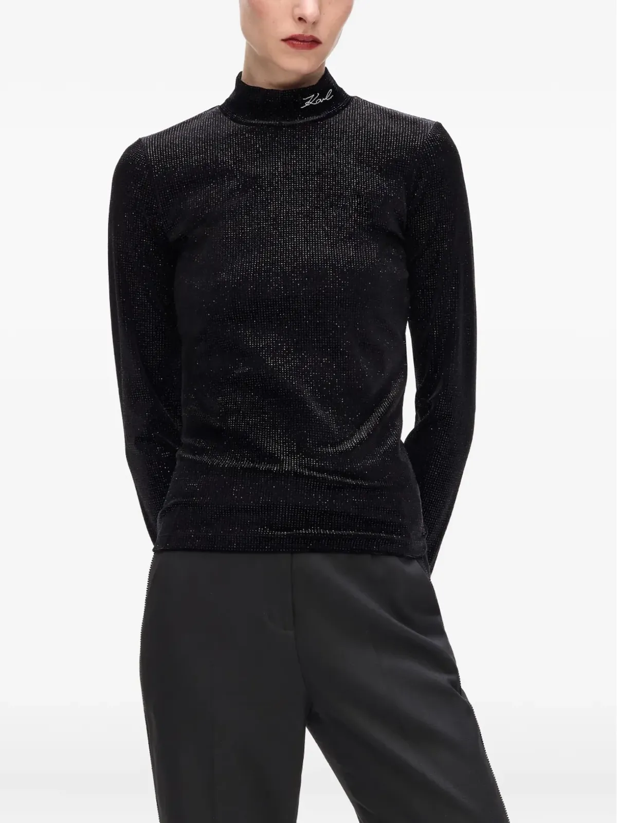 Karl Lagerfeld スパークルベルベット ハイネックトップ - 画像4