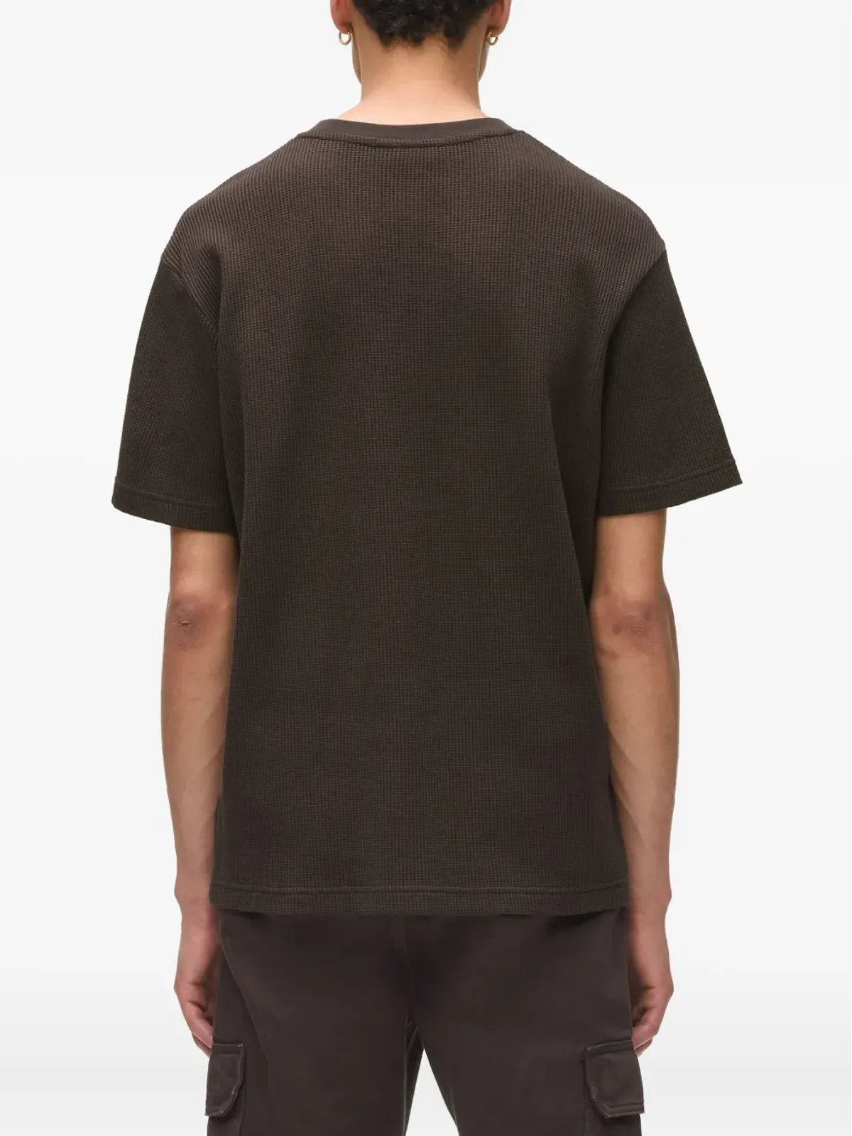 Karl Lagerfeld Jeans ワッフル編み ロゴパッチ Tシャツ ブラウン - 画像4