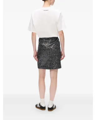 Karl Lagerfeld ヘリンボーン柄スパンコールスカート（ブラック） - サムネイル3