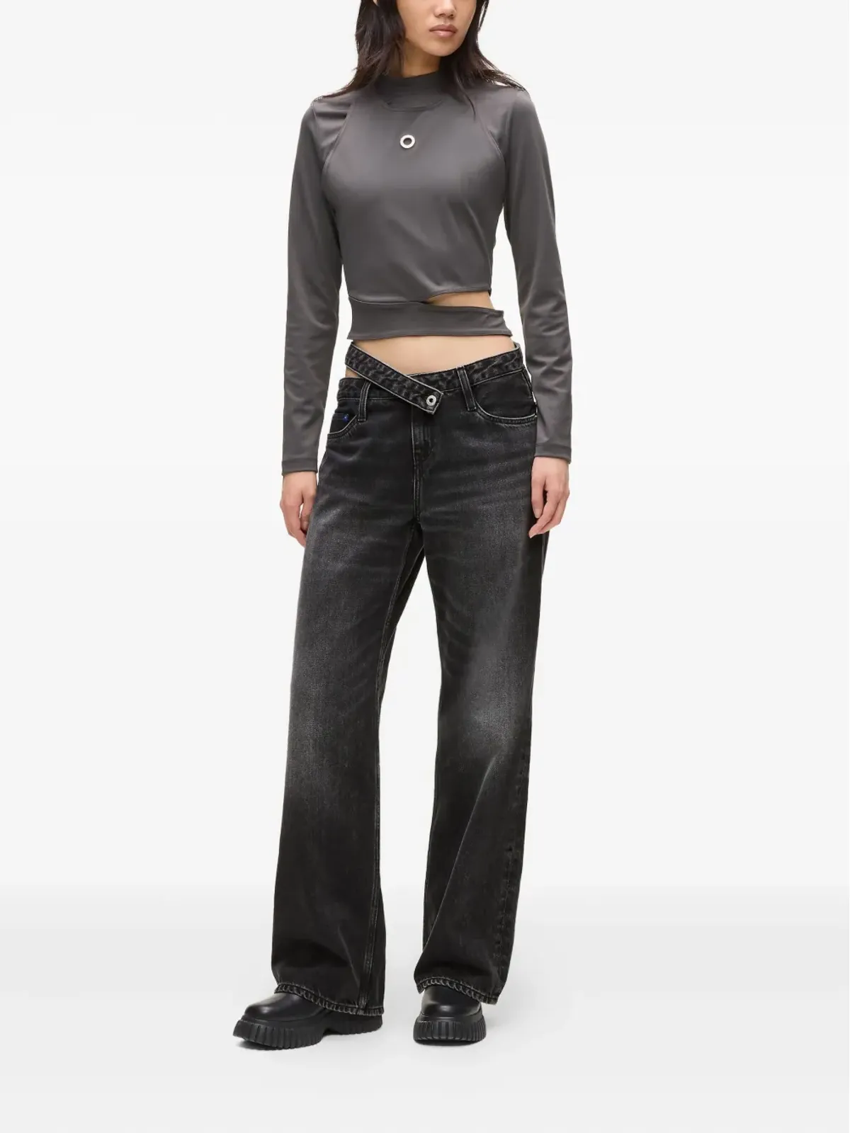 Karl Lagerfeld Jeans カットアウトウェスト リラックスジーンズ - 画像3