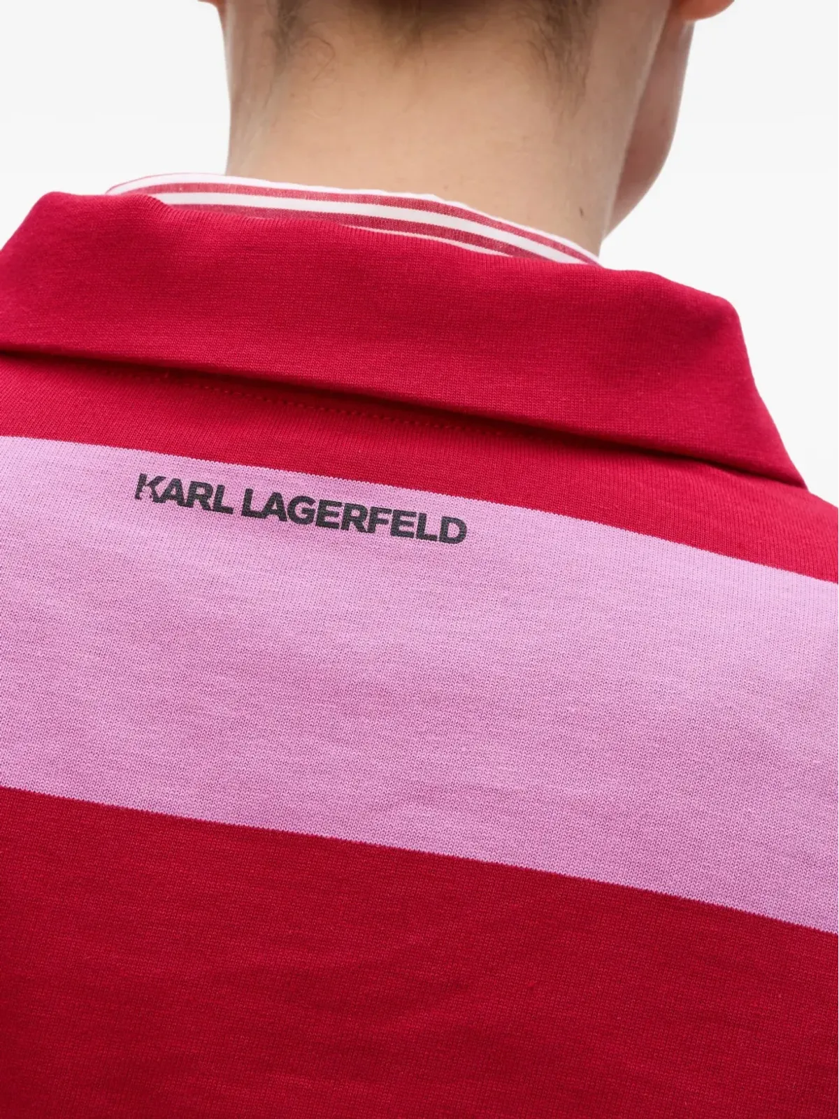 Karl Lagerfeld ストライプ柄 ポロカラーTシャツ - レッド - 画像5