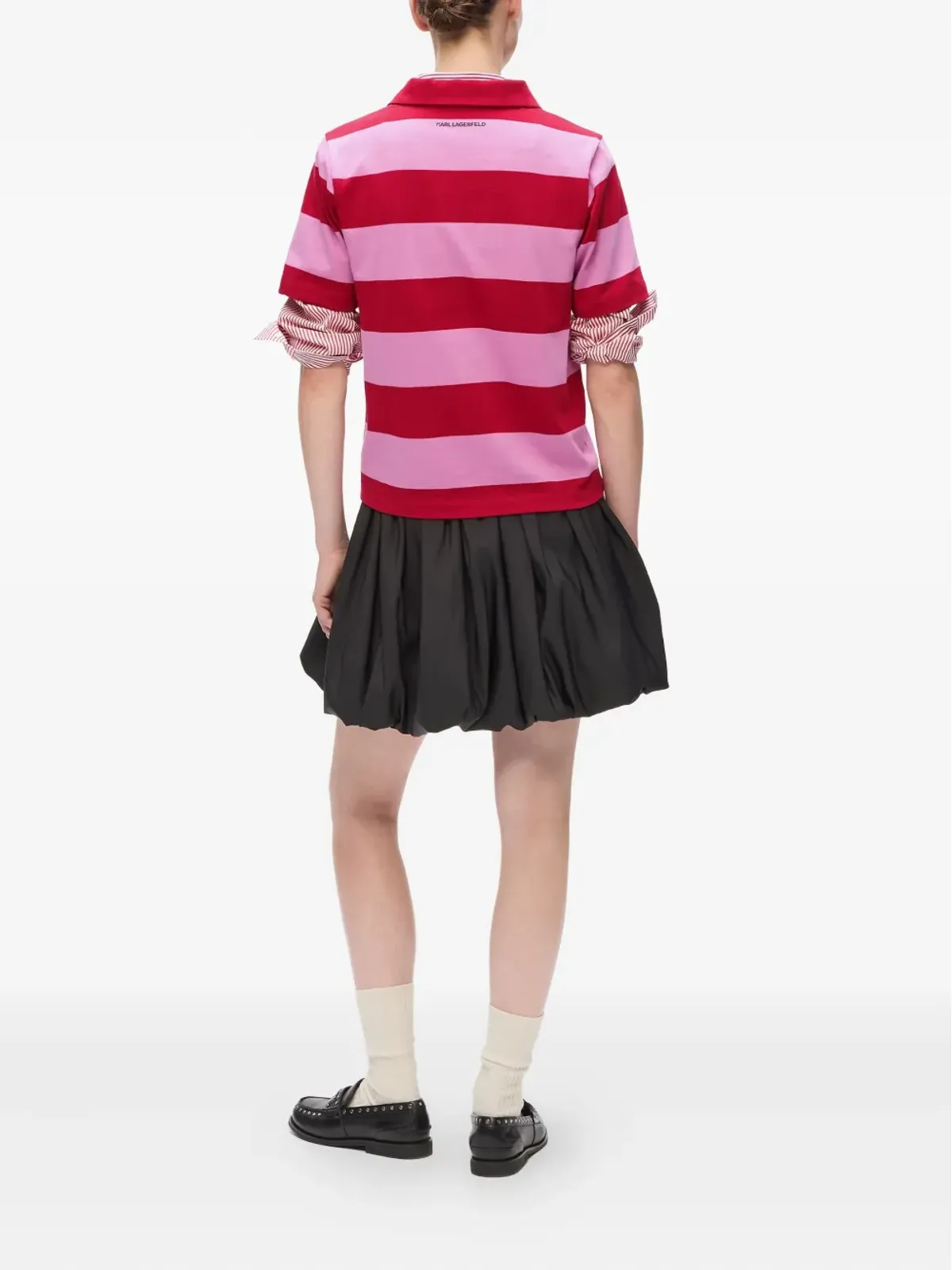 Karl Lagerfeld ストライプ柄 ポロカラーTシャツ - レッド - 画像3