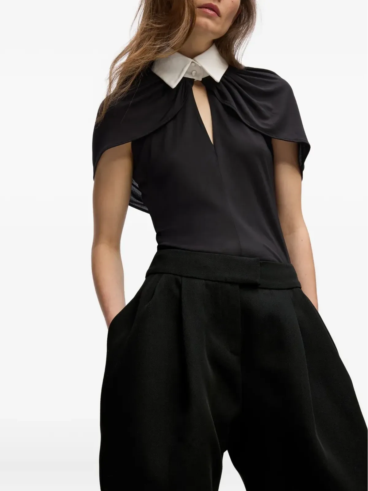 Karl Lagerfeld Karl Studio ワイドレッグ ハイウエスト ボリュームパンツ ブラック - 画像4